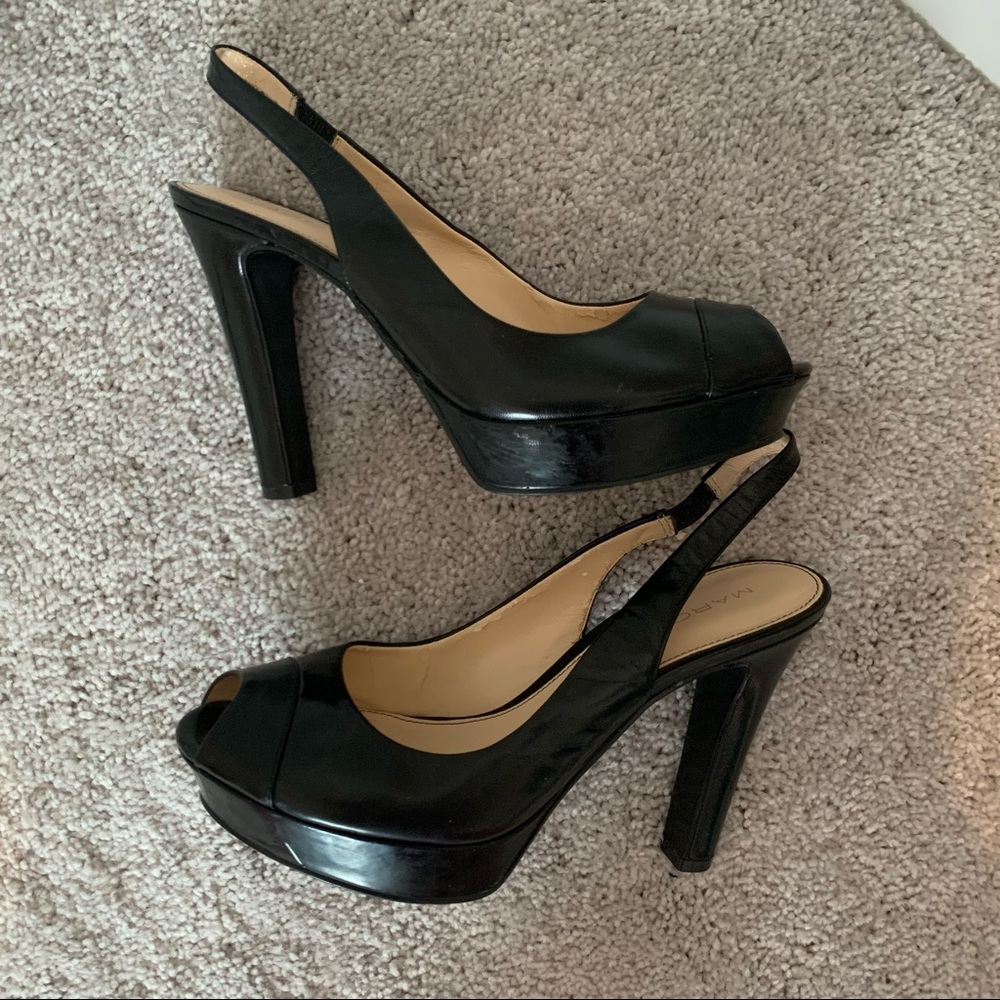 Marc Fisher black platform slingback heels